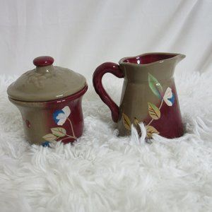 Tracy Porter Cream Pitcher and Sugar Bowl with Lid The Henna Collection Retired